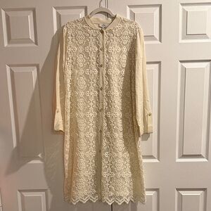 Chic Cream Lace Long Sleeve Dress